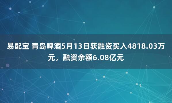 易配宝 青岛啤酒5月13日获融资买入4818.03万元,融资余额6.08亿元